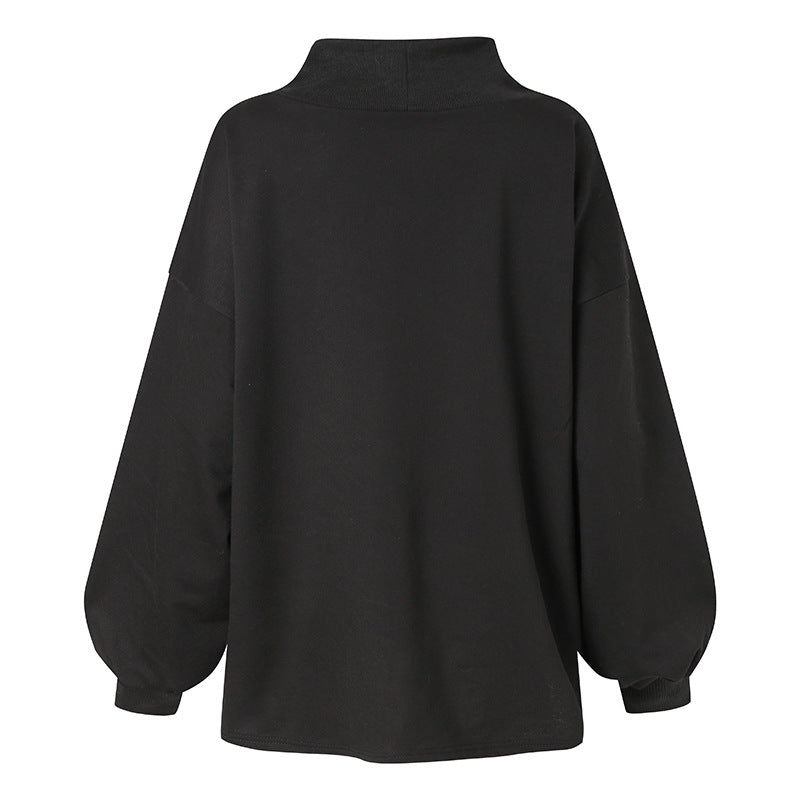 Loose Solid Color Pullover Sweatshirt