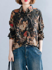 Vintage Loose Flower Print Shirt