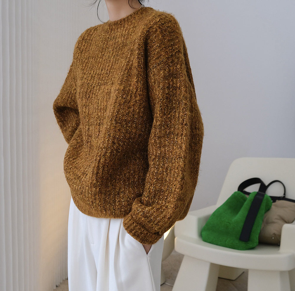 Retro Round Neck Loose Sweater