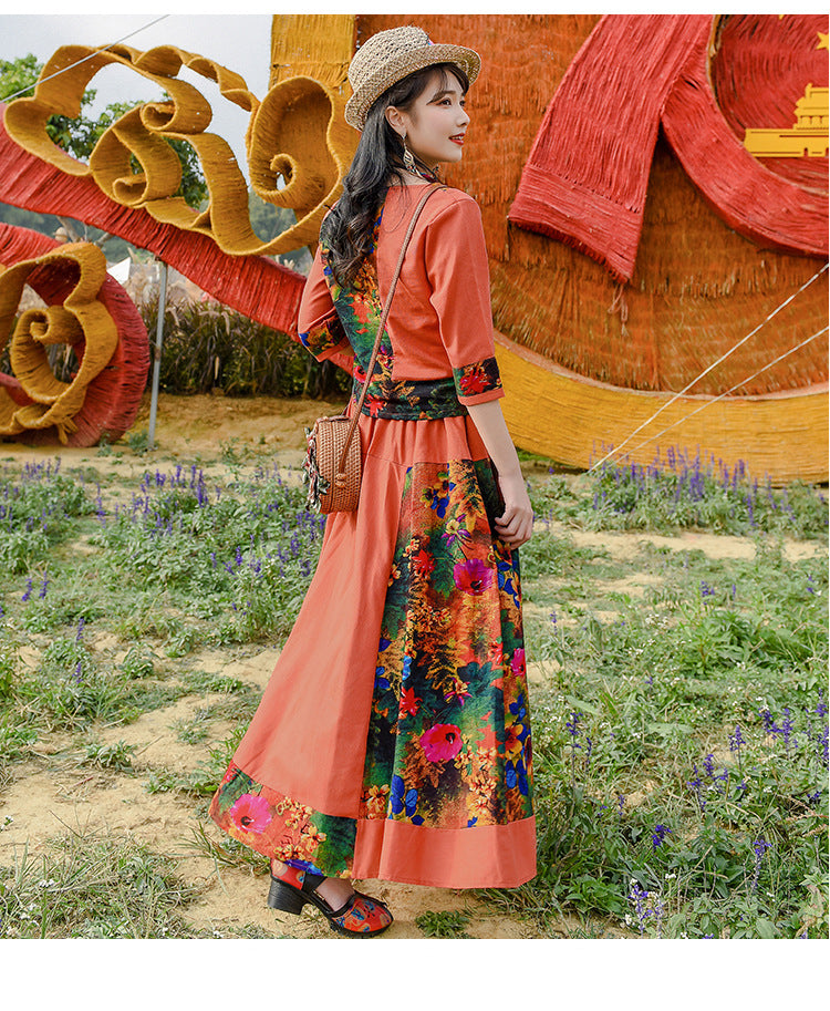 Ethnic Embroidered Shirt With Elastic Waist Skirt Suit
