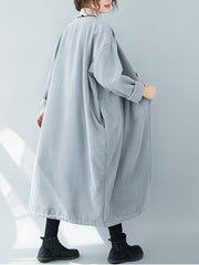 Loose Solid Round-Neck Coat Outwear