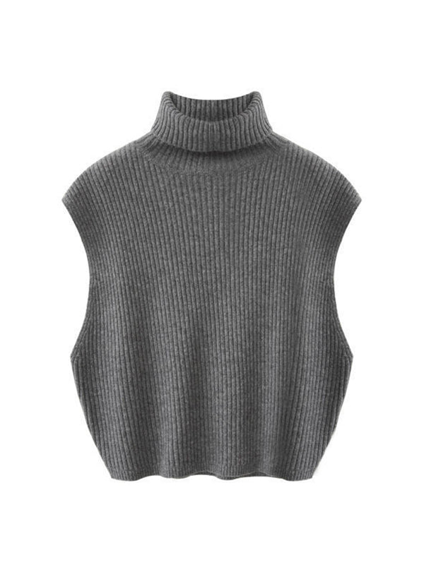 Casual Turtleneck Solid Color Waistcoat