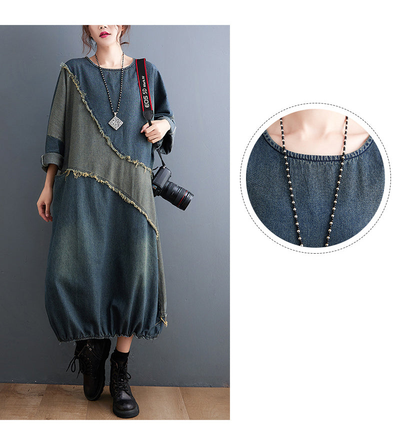 Collision Color Splicing Loose Midi Dress