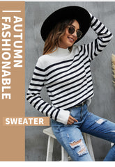 Casual Striped Stand Collar Sweater