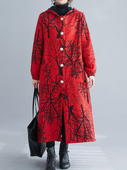 Loose Twig Print Outer Medium Length Coat