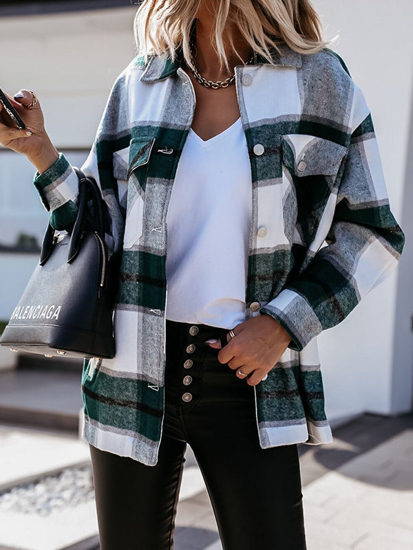 Casual Plaid Long Sleeve Lapel Shirt