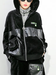 Women Zip Hood Panel Jacket