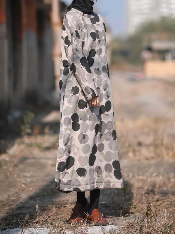 Retro Loose Ink Painting Dot Maxi Dress