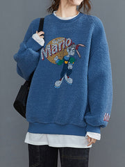 Women Printed Stitching Casual Sweatshirt