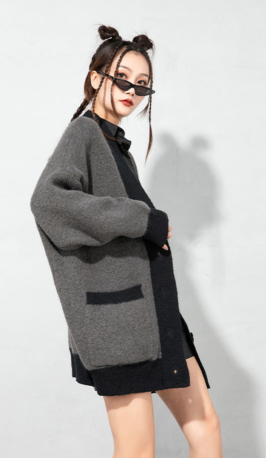 Urban Loose Solid Color Knitted Outwear