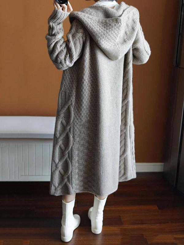 Casual Twist Wool Knitting Sweater Coat