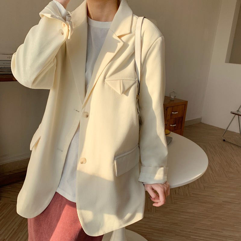 Retro Lapel Solid Color Suit Coats