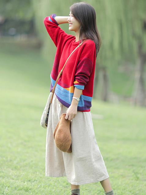 Colorful Split-joint Sweater