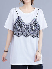 Loose Round Neck False Two T-shirt