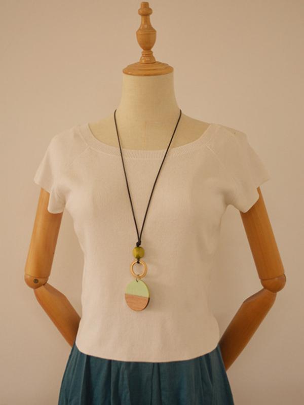 Simple Resin Round Ring Color-Block Necklace