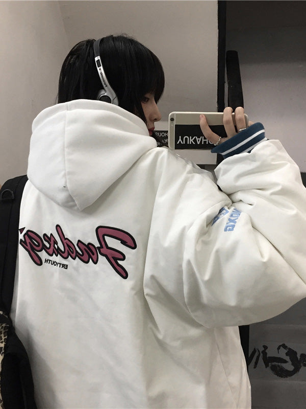 Subtock Alphabet Embroidery Stitching Baseball Jacket