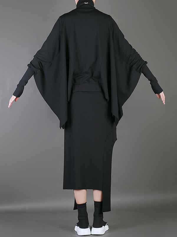 Loose Solid Cropped Batwing Cloak