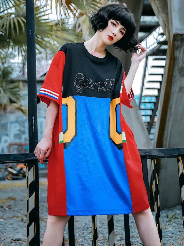 Original Split-Joint Letter Print Dress