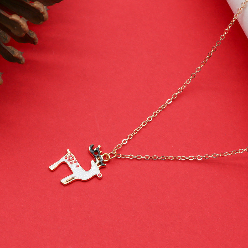 Women Christmas Tree Santa Pendant Clavicle Necklace