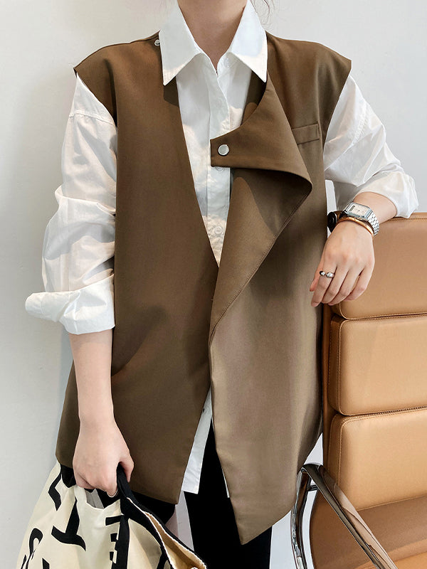 Retro Urban Irregular Solid Waistcoat