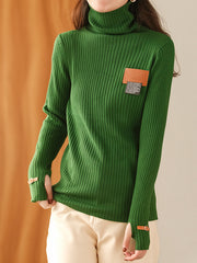 Casual Pit Stripe Fabric Turtleneck Sweater