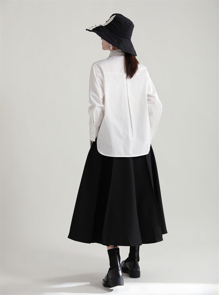 Original Design Lace-Up Splicing Shirt