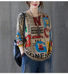 Vintage Cartoon Printed Long Sleeves T-Shirt