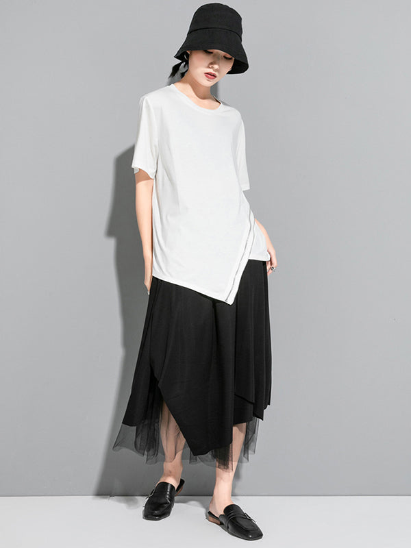 Original Asymmetric Zipper T-Shirts Tops