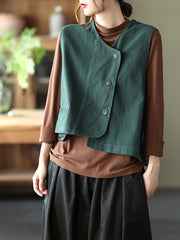 Retro Sleeveless Loose Solid Color Vest