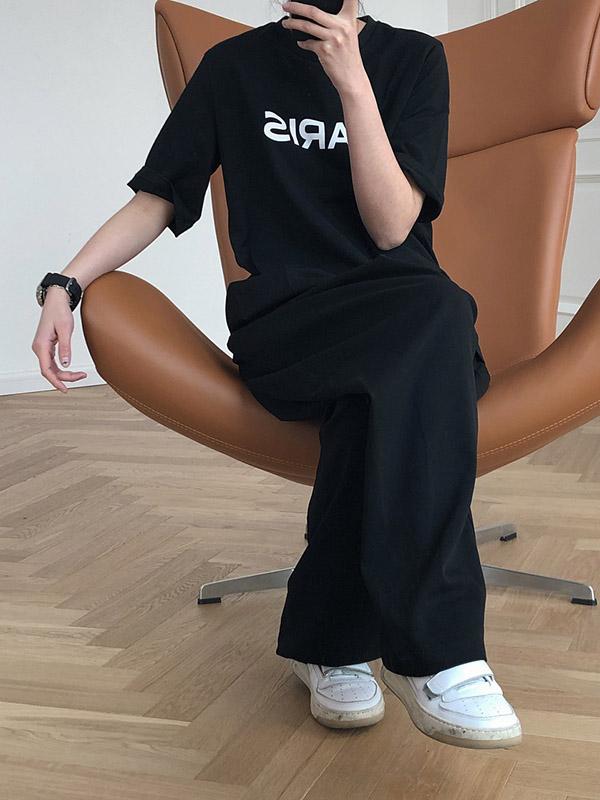 Loose Letter Print Casual Round Neck T-Shirt