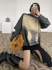 Loose Tie Dye Round Neck Sweater Top