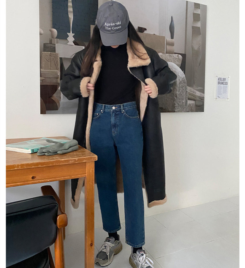 Retro Stand Collar Zipper Loose Long Casual Coat