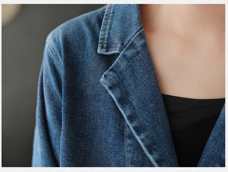 Vintage V-Neck Denim Loose Coat