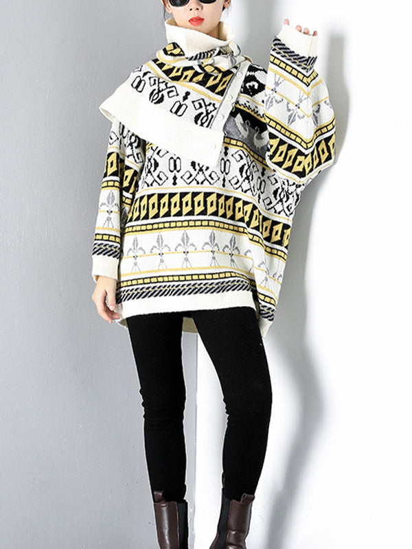 Women Pullover Print Stretch Sweater