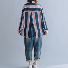 Women Vertical Stripes Long Sleeve Shirt