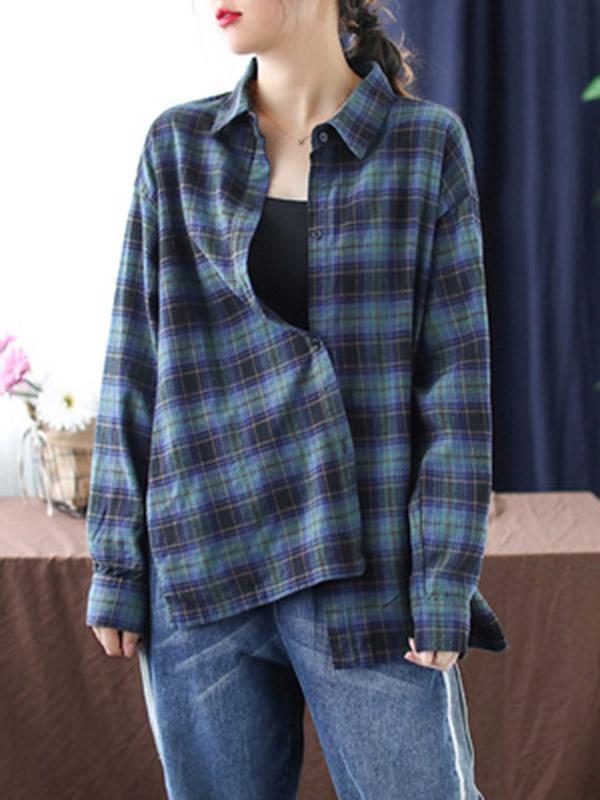 Vintage Plaid Loose Shirt