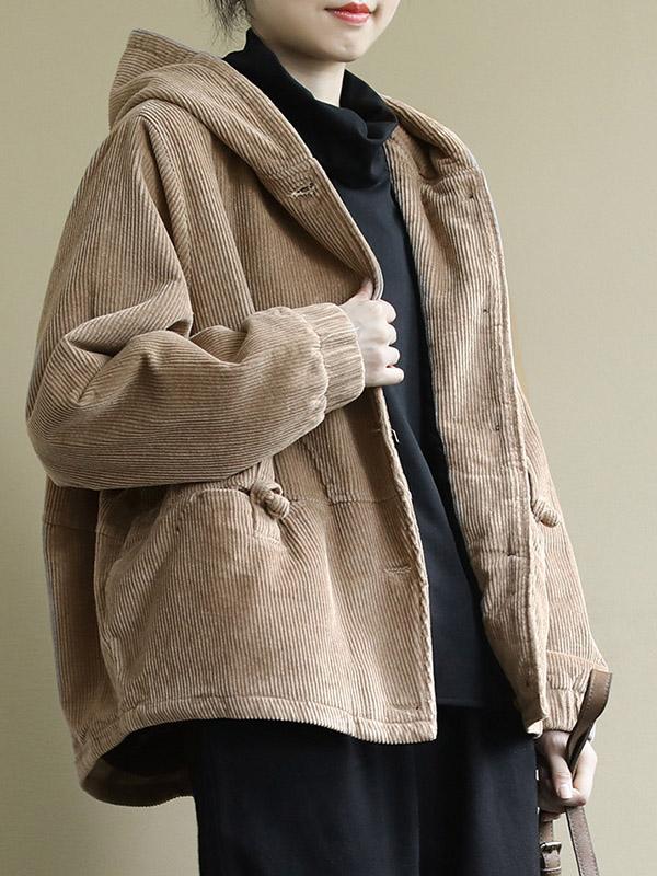 Casual Hooded Corduroy Jacket