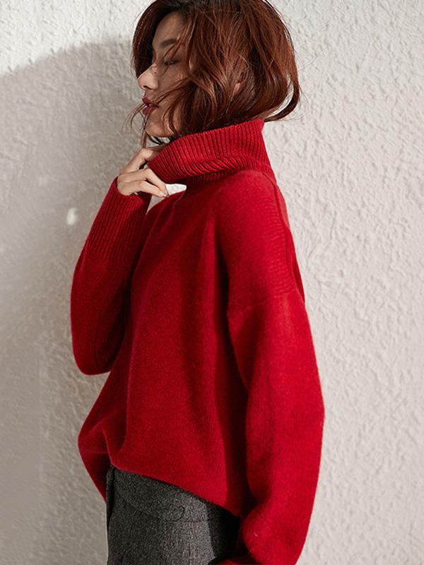 Solid Color Loose Turtleneck Sweater