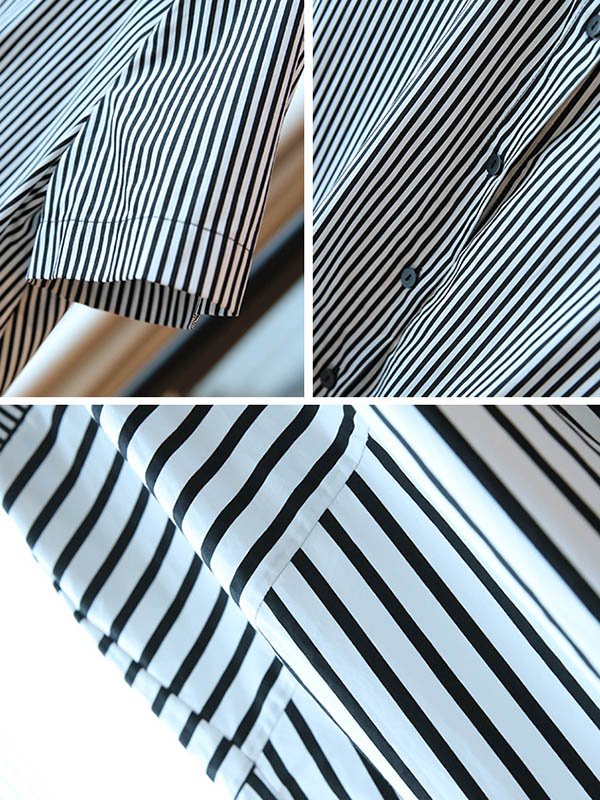 Original Striped Round-Neck Shirt Dress
