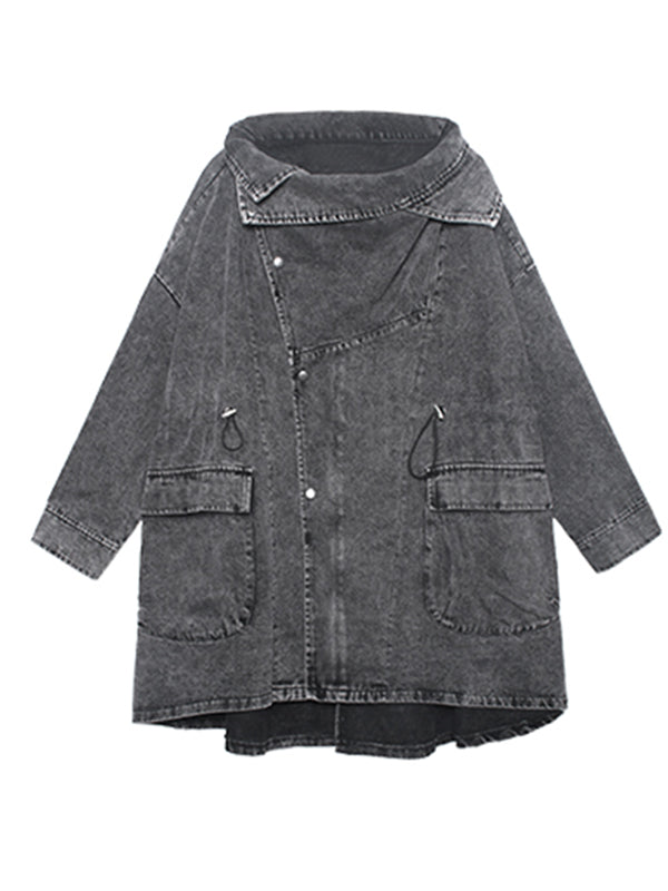 Overside Loose Zipper  Denim Jacket