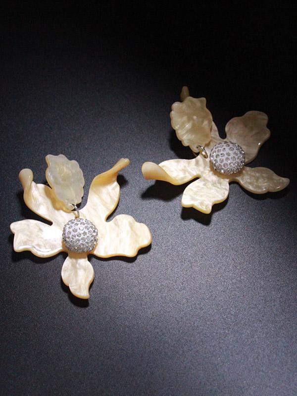 2 Color Flower Decorated Earring Accessories