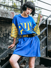 Original Split-Joint Letter Print Dress