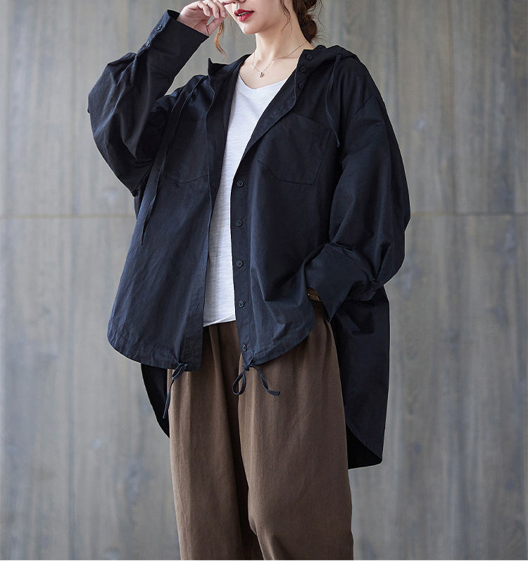 Loose Irregular Hooded Cardigan Outwear