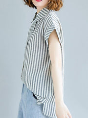 Loose Striped Short Sleeve Shirt