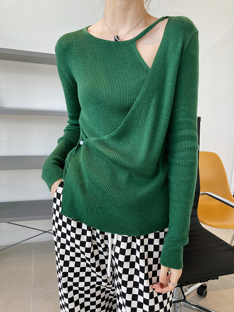 Hollow Strapless Halterneck Chic Knitted Sweatertop