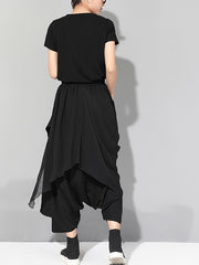 Cropped Chiffon Split-Joint Pants