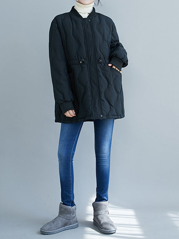 Stand Collar Solid Thick Coat