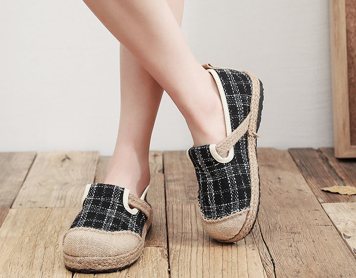 Plaid Retro Ethnic Big Toe Shoes