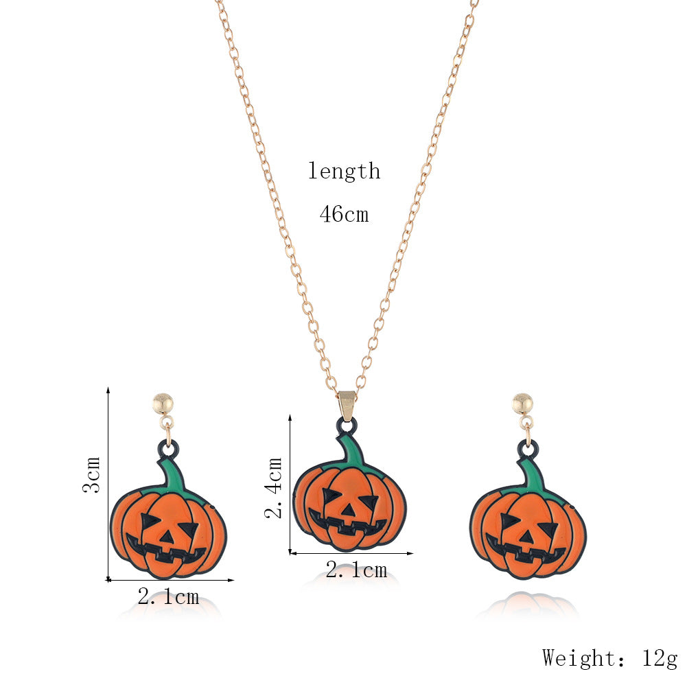 Pumpkin Ghost Necklace And Earrings