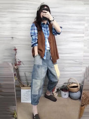 Loose Split-Joint Retro High-Waist Jean Pants